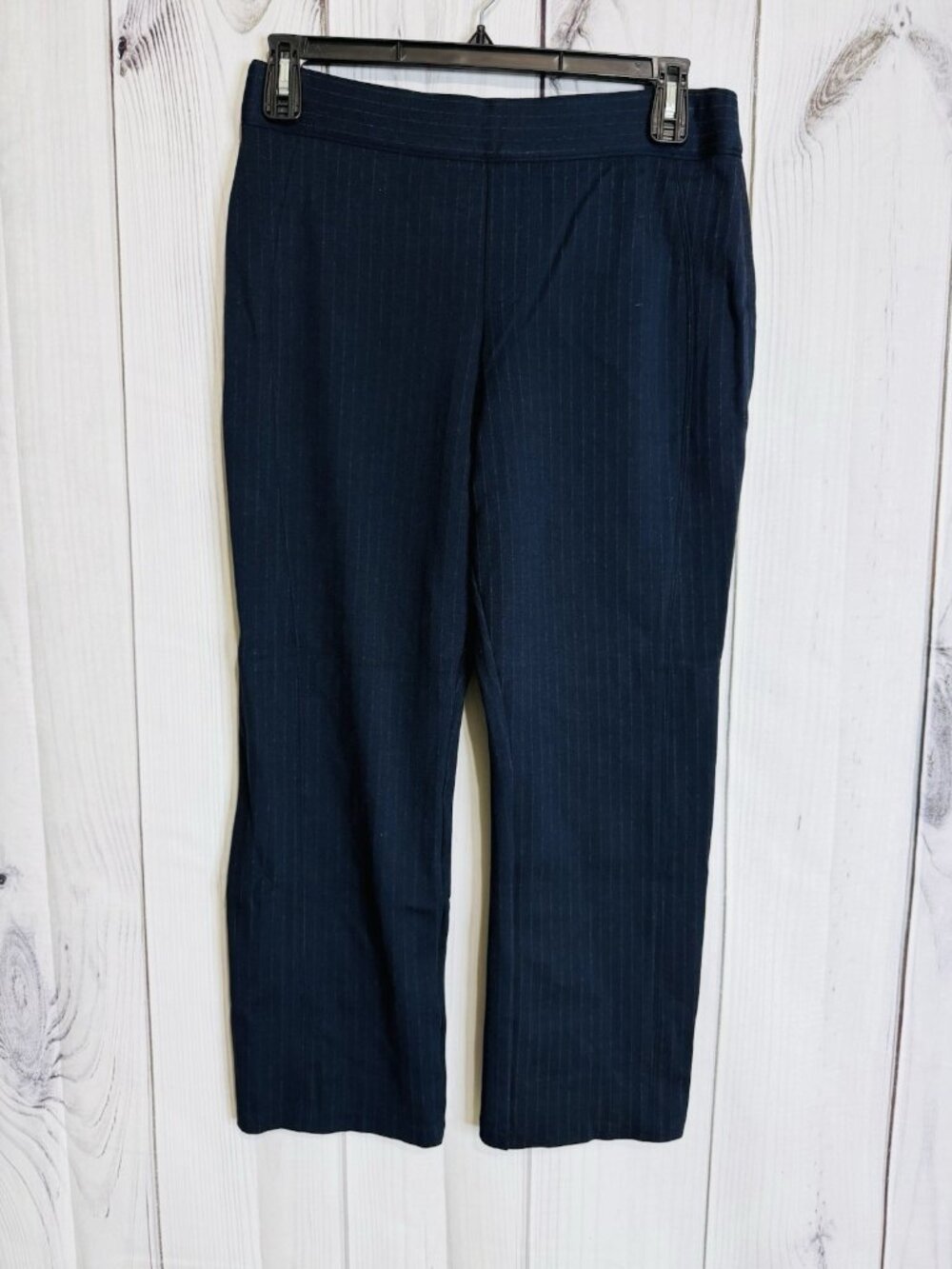 SPANX Super Smooth PerfectFit Ponte Straight Pants Sz XL (33x26) Navy Pin Stripe